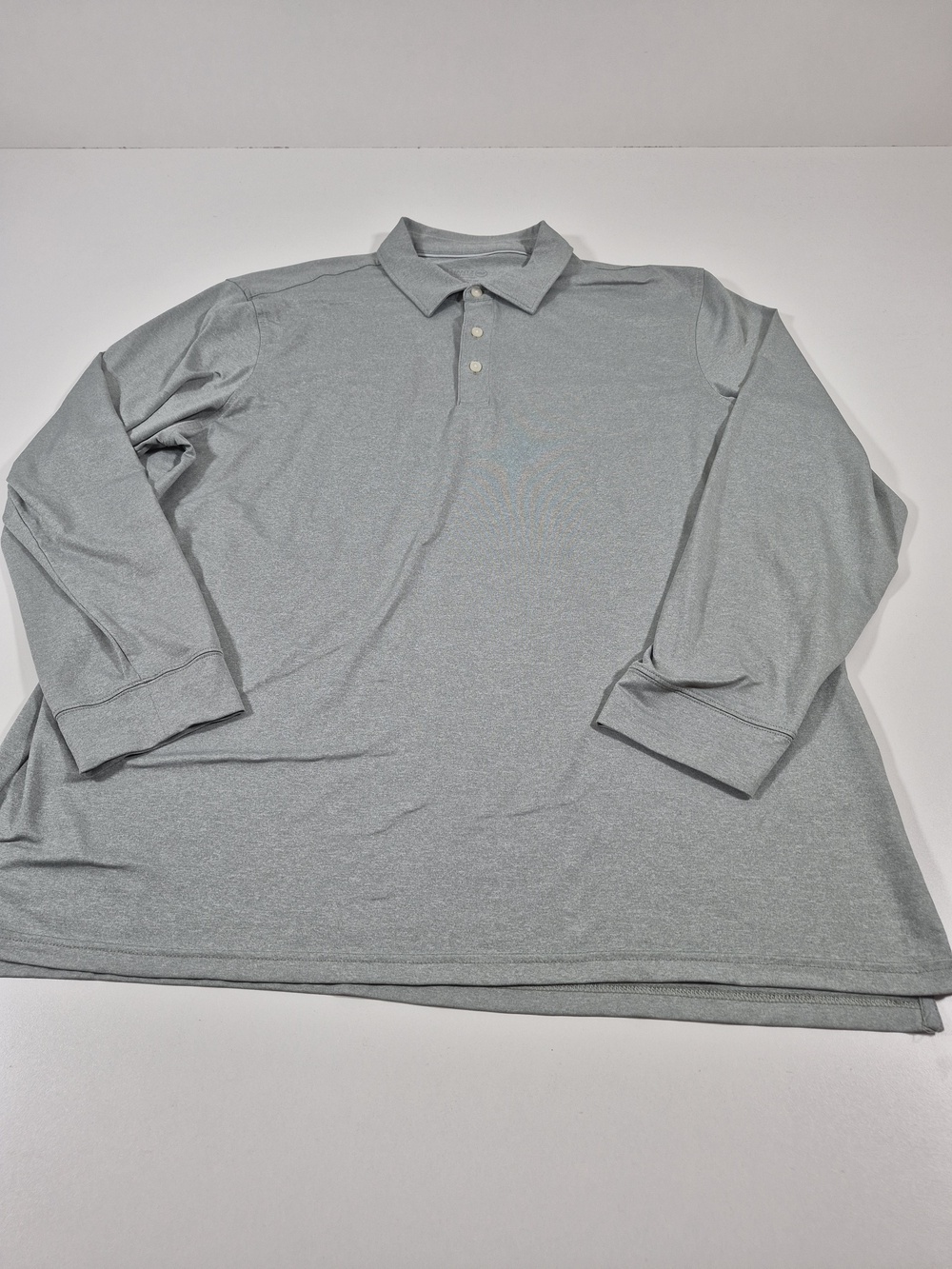 Jim Nantz Polo Shirt Mens XL Gray Long Sleeve Golf Performance Stretch Jersey